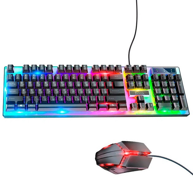 Миша + клавіатура HOCO GM18 Luminous gaming keyboard and mouse set Black (6931474783684) - Фото 1 Миша + клавіатура HOCO GM18 Luminous gaming keyboard and mouse set Black (6931474783684) - зображення 1