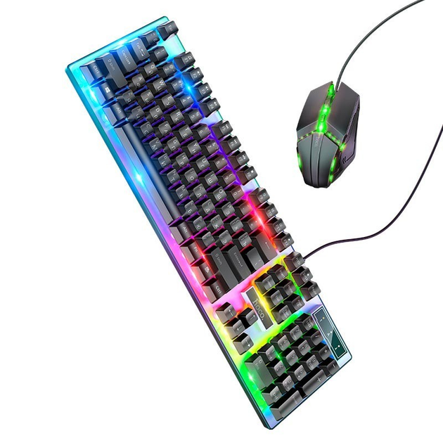 Миша + клавіатура HOCO GM18 Luminous gaming keyboard and mouse set Black (6931474783684) - Фото 2 Миша + клавіатура HOCO GM18 Luminous gaming keyboard and mouse set Black (6931474783684) - зображення 2