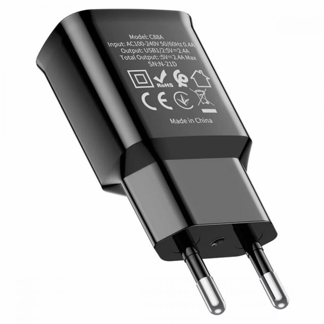 Зарядний пристрій HOCO C88A Star round dual port charger Black (6931474749482) - Фото 3 Зарядний пристрій HOCO C88A Star round dual port charger Black (6931474749482) - зображення 3