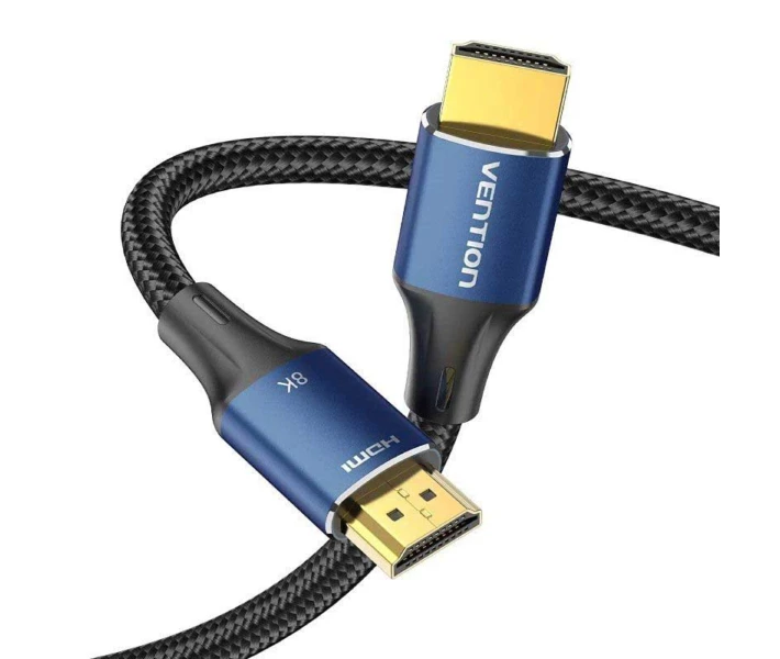 Кабель Vention Cotton Braided HDMI-A Male to Male HD v2.1 Cable 8K 2M Blue Aluminum Alloy Type (ALGLH) - Фото 2 Кабель Vention Cotton Braided HDMI-A Male to Male HD v2.1 Cable 8K 2M Blue Aluminum Alloy Type (ALGLH) - зображення 2