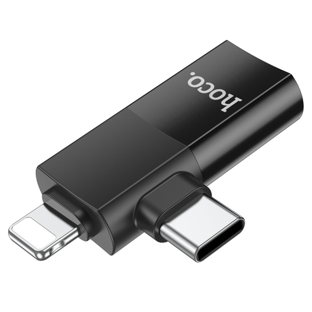 Адаптер HOCO UA17 iP male/Type-C male to USB female two-in-one adapter Black (6942007602303) - Фото 3 Адаптер HOCO UA17 iP male/Type-C male to USB female two-in-one adapter Black (6942007602303) - изображение 3