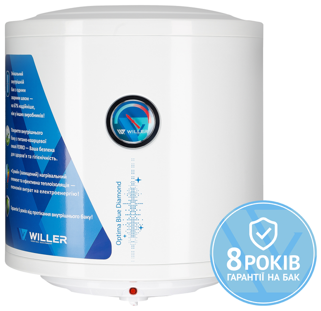 Водонагрівач Willer EV30DR optima DHE (30 л, 2х750 Вт, Сухий ТЕН, білий) 278639 - изображение 2