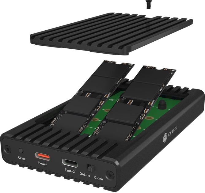 Kieszeń zewnętrzna z funkcją klonowania ICY BOX IB-2817MCL-C31 do 2 x M.2 PCIe NVMe USB 3.2 Gen 2 Type-C/A Black - obraz 4