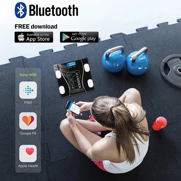Умные смарт весы напольные 17А с приложением для Android или IOS Bluetooth анализатор жира 180кг Черный - изображение 6