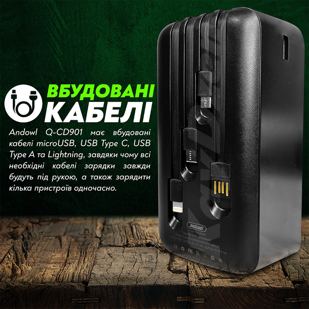 УМБ Andowl Q-CD901 Power Bank 40000 mAh Black (1050-40) - Фото 3 УМБ Andowl Q-CD901 Power Bank 40000 mAh Black (1050-40) - изображение 3