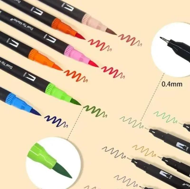 Набір двосторонніх маркерів на водній основі Dual Brush 168 акварельних маркерів в наборі різних кольорів (АК-5938) - зображення 5