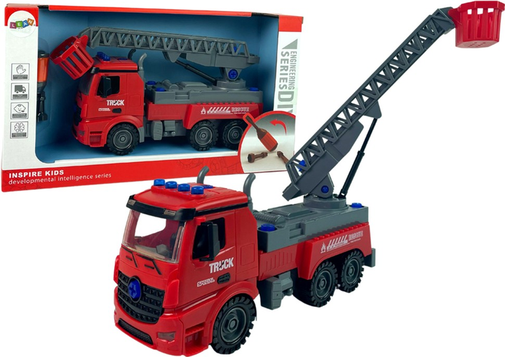 Wóz strażacki LEAN Toys z dźwigiem i śrubokrętem Czerwony (5904665998632) - obraz 4