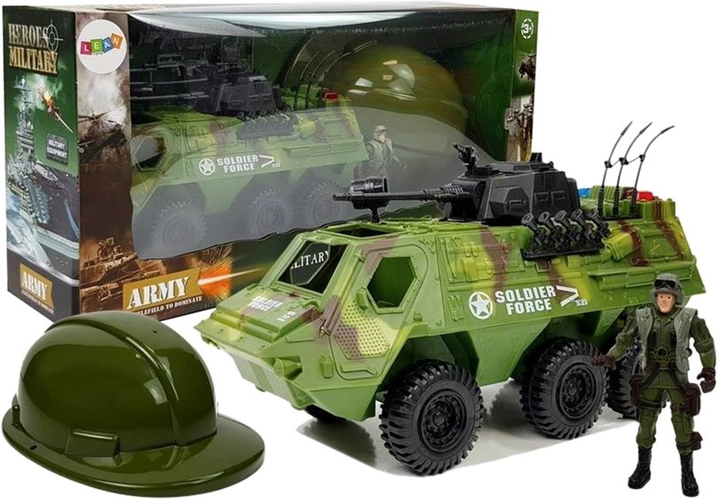 Zestaw wojskowy Leantoys Military Equipment 7878 Samochód + Kask żołnierza z akcesoriami (5903802454697) - obraz 1