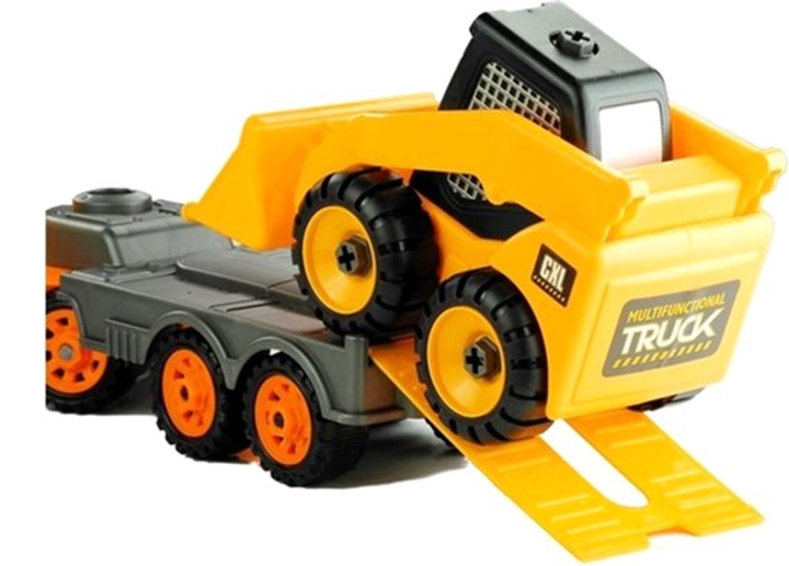Zestaw maszyn budowlanych do skręcania LEAN Toys Truck Assembled 3579 Koparka + Transporter z przyczepą i akcesoriami Żółty (5902808156796) - obraz 6