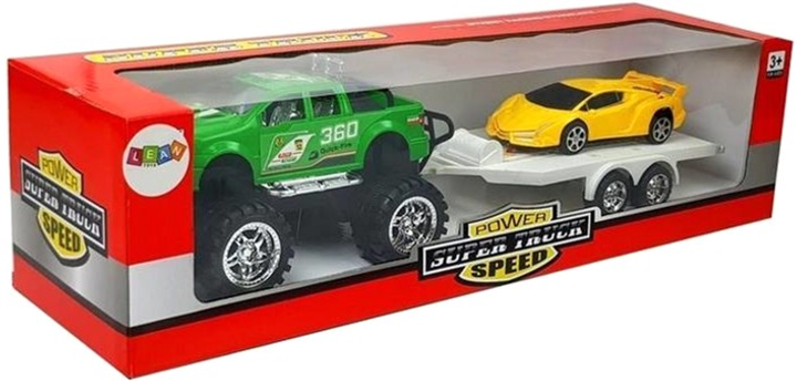 Zestaw pojazdów LEAN Toys Power Super Truck Speed 8326 Samochód terenowy z napędem ciernym + Samochód wyścigowy + Laweta (5903802457056) - obraz 3