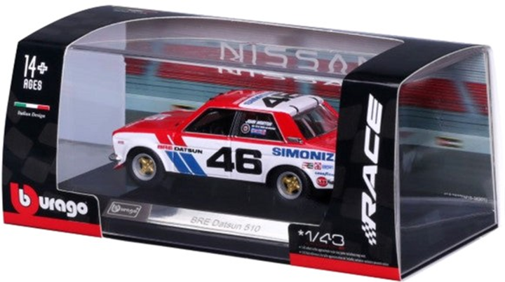 Metalowy model samochodu Bburago Bre Datsun 510 Race 1:43 (4893993383016) - obraz 2