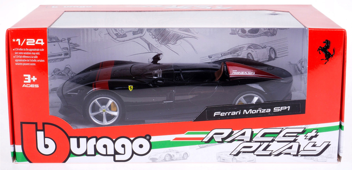 Металева модель автомобіля Bburago Ferrari Monza SP1 1:24 Чорна (4893993014880) - зображення 1