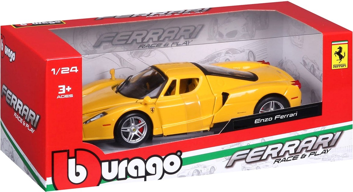 Металева модель автомобіля Bburago Ferrari Enzo 1:24 Жовта (4893993012176) - зображення 2