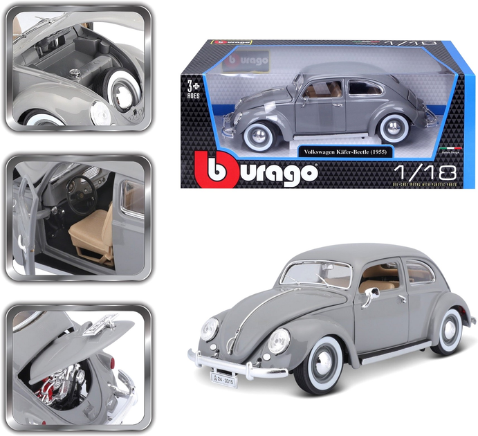 Metalowy model samochodu Bburago Volkswagen Kafer-Beetle 1:18 (4893993002689) - obraz 4