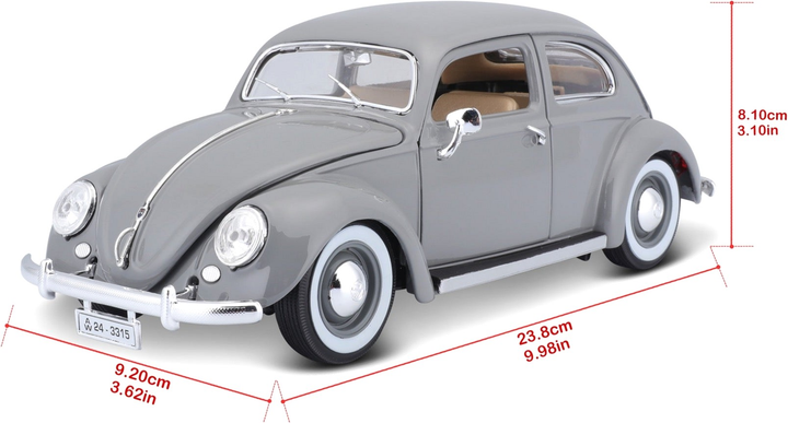 Metalowy model samochodu Bburago Volkswagen Kafer-Beetle 1:18 (4893993002689) - obraz 14