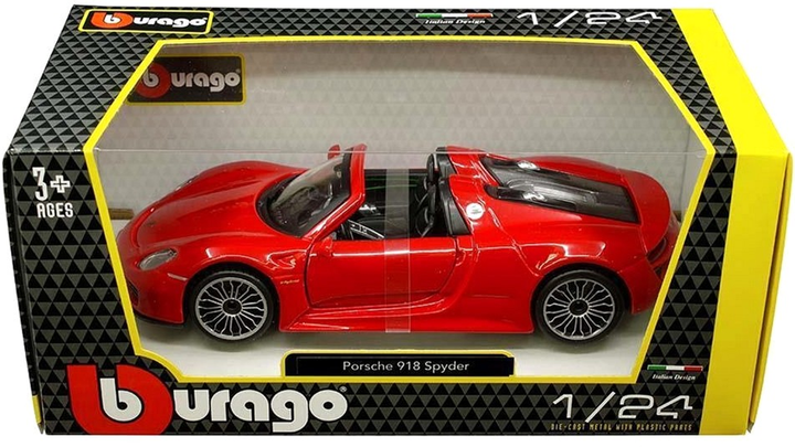 Metalowy model samochodu Bburago Porsche 918 Spyder 1:24 Czerwony (4893993002733) - obraz 1