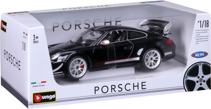 Металева модель автомобіля Bburago Porsche GT3 RS 4.0 1:18 Чорна (4893993002672) - зображення 2