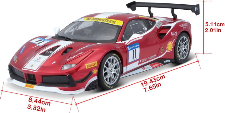 Metalowy model samochodu Bburago Ferrari 488 Challenge 1:24 (4893993263080) - obraz 5