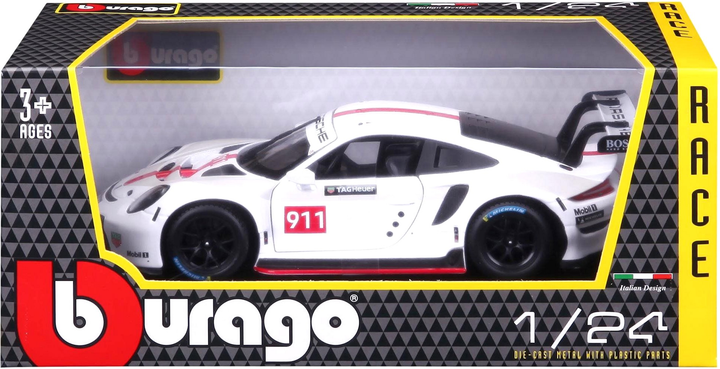 Metalowy model samochodu Bburago Porsche Race 911 RSR GT 1:24 (4893993280131) - obraz 1