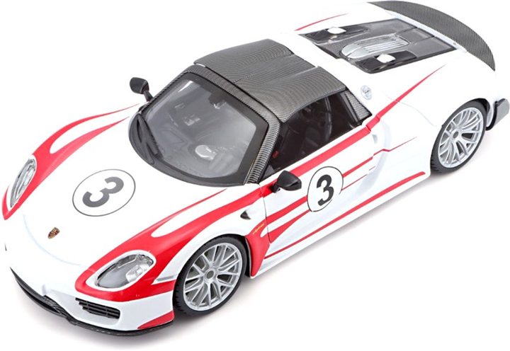 Metalowy model samochodu Bburago Porsche Race 918 Weissach 1:24 (4893993280094) - obraz 3