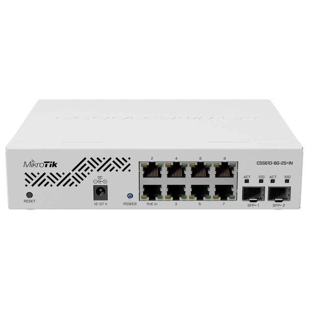8-портовый гигабитный управляемый MikroTik CSS610-8G-2S+IN - Фото 1 8-портовый гигабитный управляемый MikroTik CSS610-8G-2S+IN - изображение 1