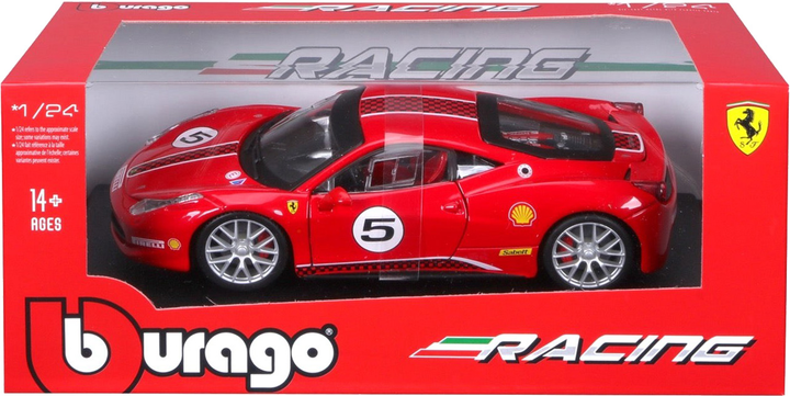 Металева модель автомобіля BBurago Ferrari 458 Challenge 1:24 Червона (4893993263028) - зображення 1