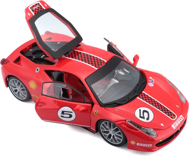 Metalowy model samochodu BBurago Ferrari 458 Challenge 1:24 Czerwony (4893993263028) - obraz 4