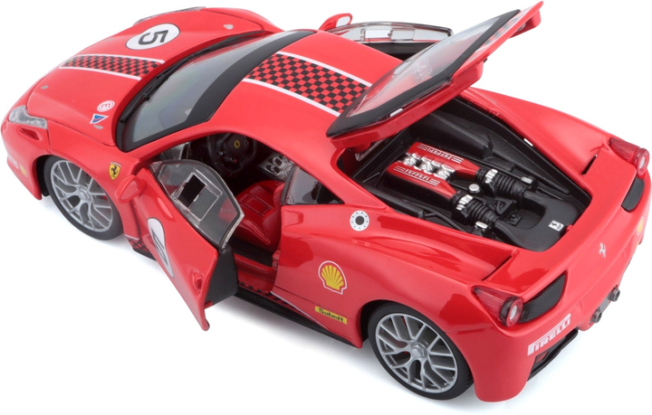 Metalowy model samochodu BBurago Ferrari 458 Challenge 1:24 Czerwony (4893993263028) - obraz 5