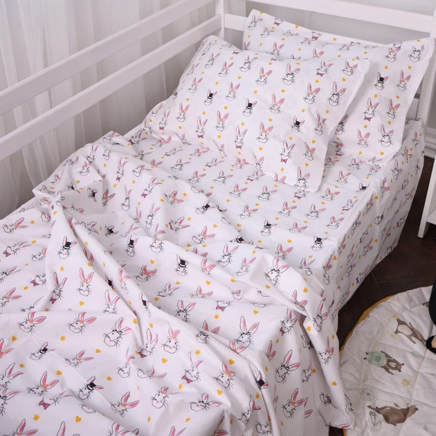 Акція на Підковдра MirSon Бязь Kids Time 17-0529 Bunnies white 160х220 см від Rozetka