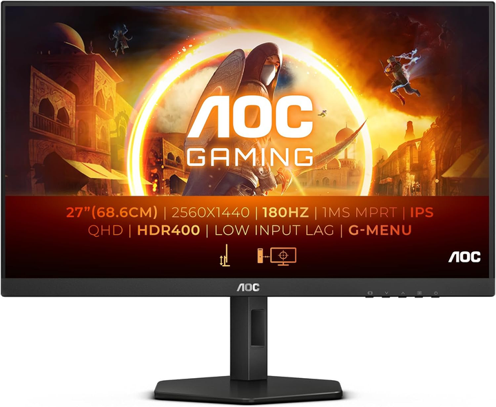 27 AOC Q27G4XF Fast IPS QHD 2K 180 1 HDR10 Adaptive Sync G SYNC Compatible Low input lag HAS Pivot