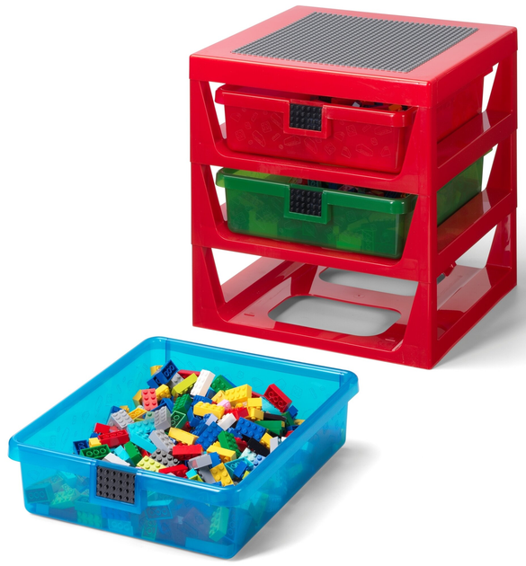 Regał dla przechowywania klocków konstrukcyjnych LEGO z szufladami Czerwony (5005873) - obraz 3
