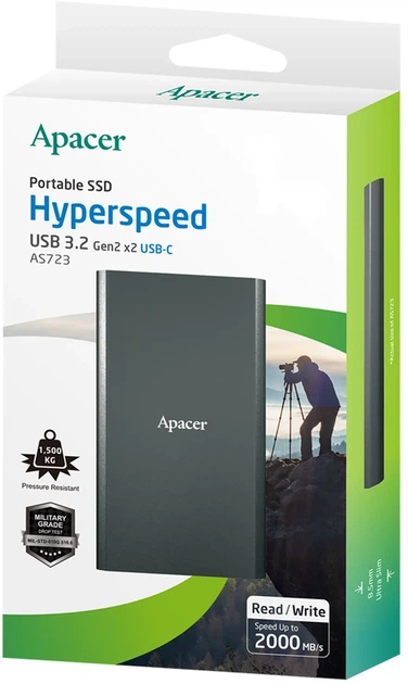 SSD диск Apacer S723B 512GB USB Type-C 3D V-NAND (AP512GAS723B-1) External - изображение 2