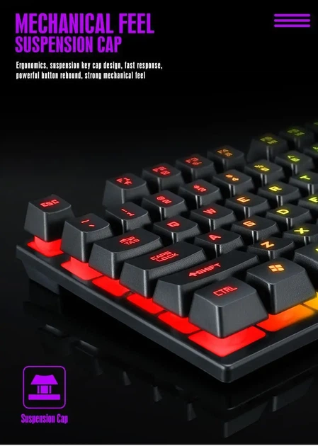 Игровой комплект, клавиатура игровая + игровая мишь T-Wolf TF200 2 в 1 проводной с RGB подсветкой - изображение 10
