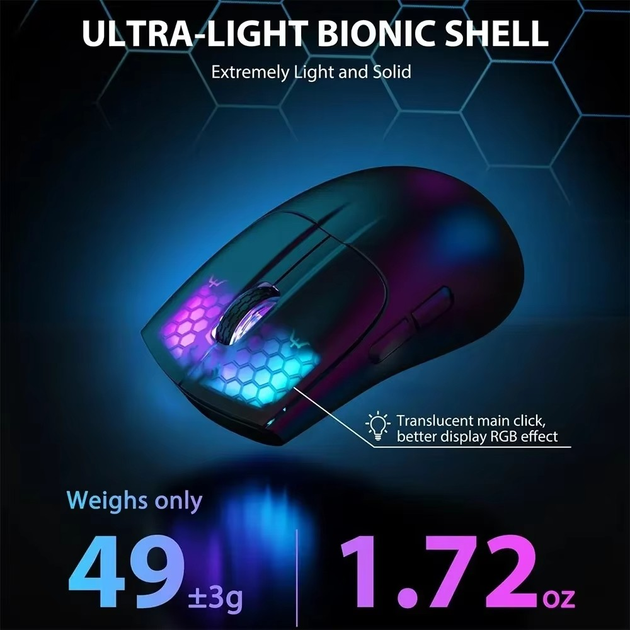 Мышь беспроводная Attack Shark X5 с аккумулятором и подсветкой 2,4G+Bluetooth Black - изображение 6
