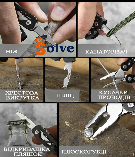 Мультитул 9 в 1 c чехлом Solve KT6002002 Черный - Фото 7 Мультитул 9 в 1 c чехлом Solve KT6002002 Черный - изображение 7