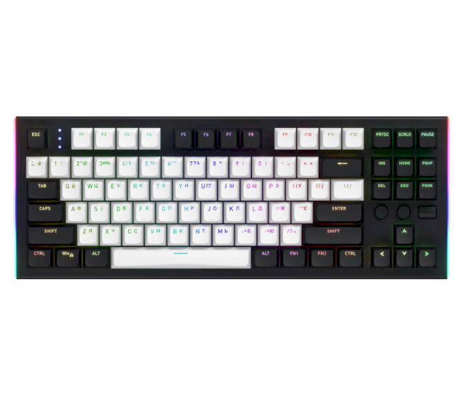 Проводная игровая механическая клавиатура HATOR Gravity TKL USB RGB Black-White (HTK560UA) - Фото 2 Проводная игровая механическая клавиатура HATOR Gravity TKL USB RGB Black-White (HTK560UA) - изображение 2