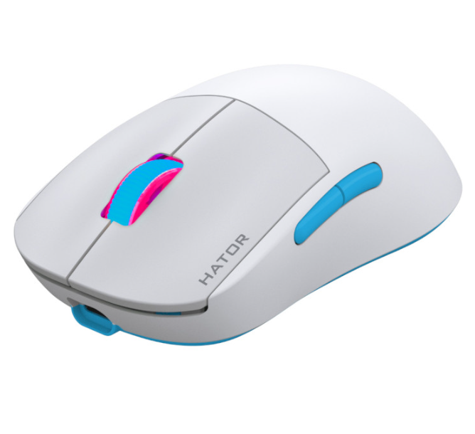 Бездротова ігрова мишка HATOR Quasar 2 PRO wireless 26000dpi USB White-Cyan (HTM561WC) - зображення 2