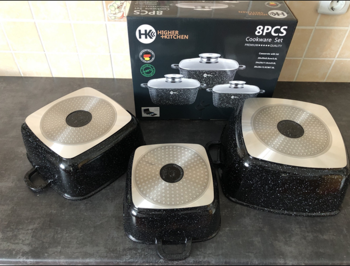 Набір каструль Higher Kitchen HK-302 2.7 л 4.5 л 6.7 л чорний - Фото 3 Набір каструль Higher Kitchen HK-302 2.7 л 4.5 л 6.7 л чорний - изображение 3