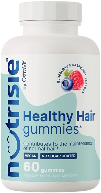 Witaminy i minerały OstroVit Nutrisie Healthy Hair Borówka i malina 60 żelek (5903933920375) - obraz 1