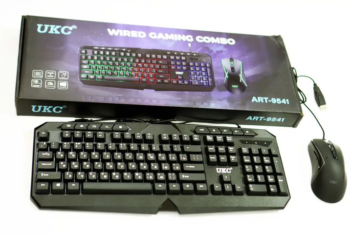 Клавіатура Eng / Ru + миша з RGB-підсвіткою комплект 2 в 1 UKC SW9541 USB - изображение 10