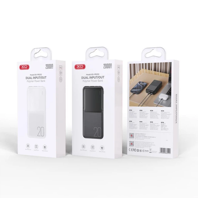 Повербанк 20000mAh XO PR252 |2USB| Черный – фото, отзывы
