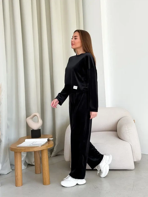 Костюм женский плюшевый кофта и штаны Casual Style Collection L-XL черный - Фото 15 Костюм женский плюшевый кофта и штаны Casual Style Collection L-XL черный - изображение 15