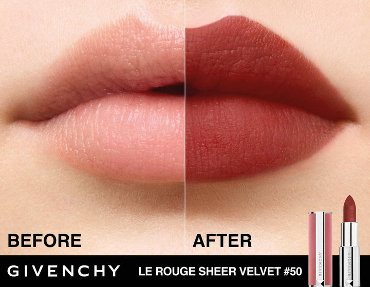 Помада для губ Givenchy Le Rouge Sheer Velvet 50 Brun Acajou - Deep Brick Red 3.5g - Фото 2 Помада для губ Givenchy Le Rouge Sheer Velvet 50 Brun Acajou - Deep Brick Red 3.5g - изображение 2