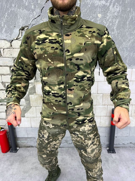 Тактическая флисовая кофта вставками из плащевки Fleece Jacket Polartec Multicam XL - изображение 2