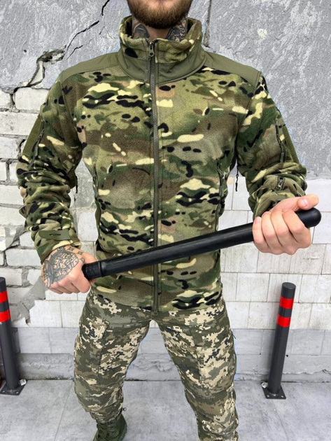 Тактическая флисовая кофта вставками из плащевки Fleece Jacket Polartec Multicam S - изображение 1