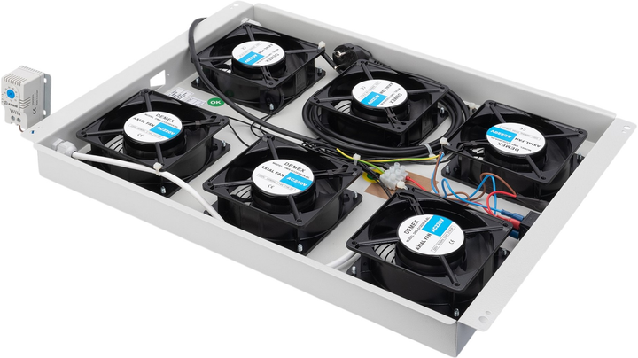 Стельовий блок охолодження для серверних шаф Digitus Unique 6 x Fans Grey (DN-19 FAN-6-SRV) - зображення 2