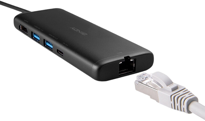 Stacja dokująca Lindy DST-Mini USB Type-C - USB x2, USB Type-C, HDMI, RJ-45, SD, Micro SD Black (4002888433587) - obraz 3