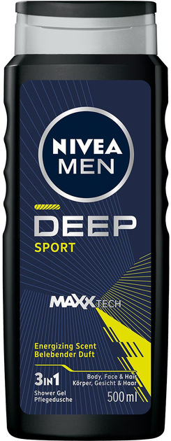 Акція на Гель для душу NIVEA Men Deep Sport 3 в 1 500 мл від Rozetka