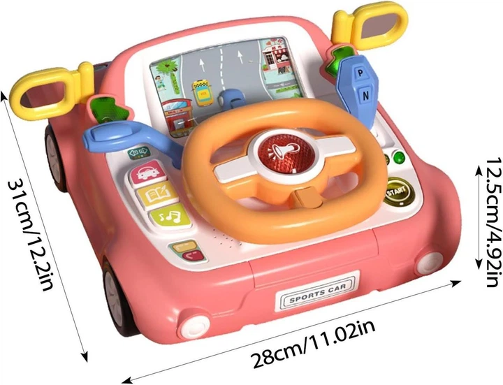 Інтерактивна іграшка Кермо музичний Автотренажер з коробкою передач Steering Wheel Рожевий - зображення 6