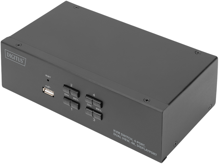 Przełącznik KVM Digitus 4 Port 4K DisplayPort Black (DS-12882) - obraz 1